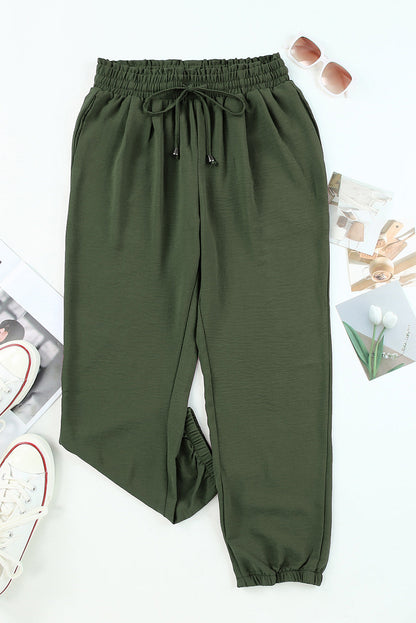 Green Smocked Joggers