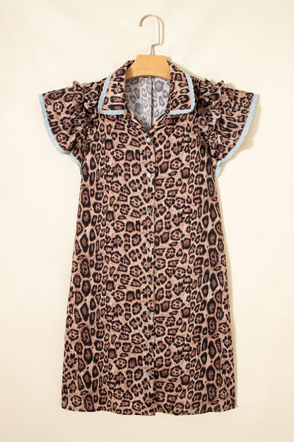 Leopard Lace Trim Loose Dress