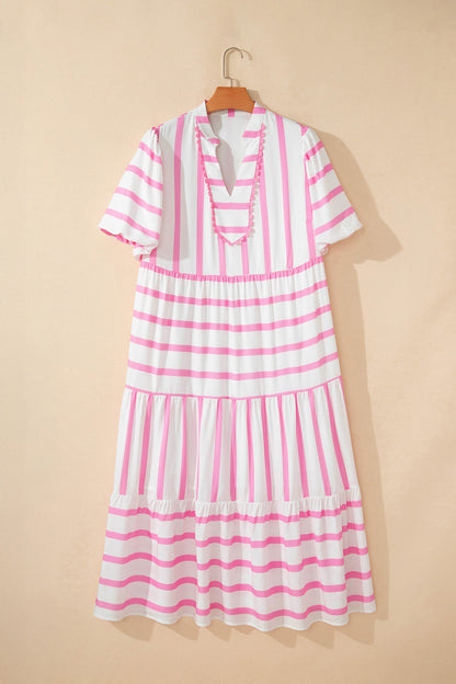 Pink Stripe Plus Maxi Dress