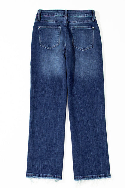 Dark Wash Raw Hem Jeans FB