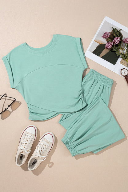 Jade Solid Cropped Set