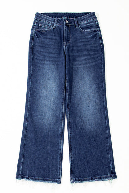Dark Wash Raw Hem Jeans FB