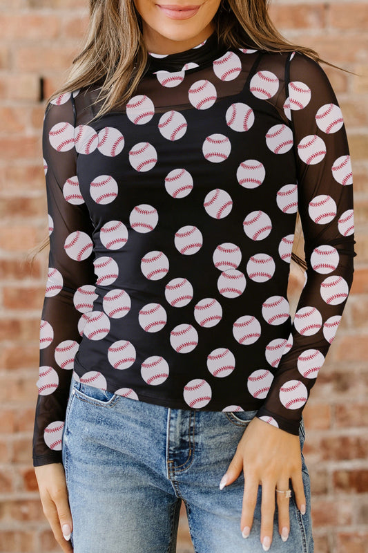 Black Baseball Mesh Top