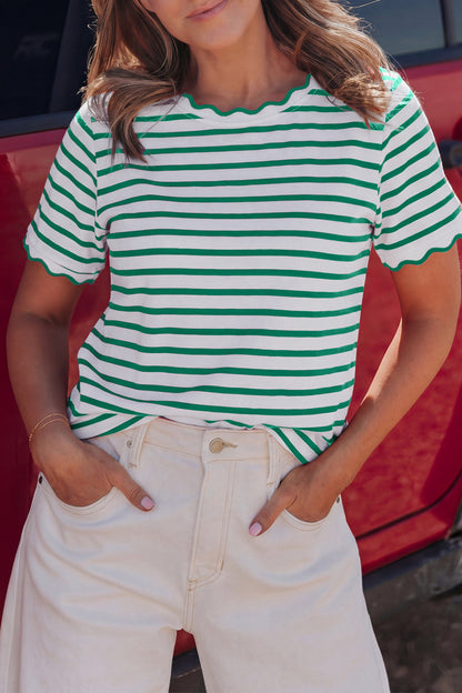 Stripe Scalloped Shirt