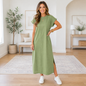 Green Side Slit T Shirt Dress
