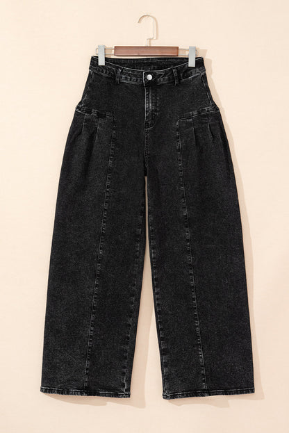Mineral Wash Pleated Jeans