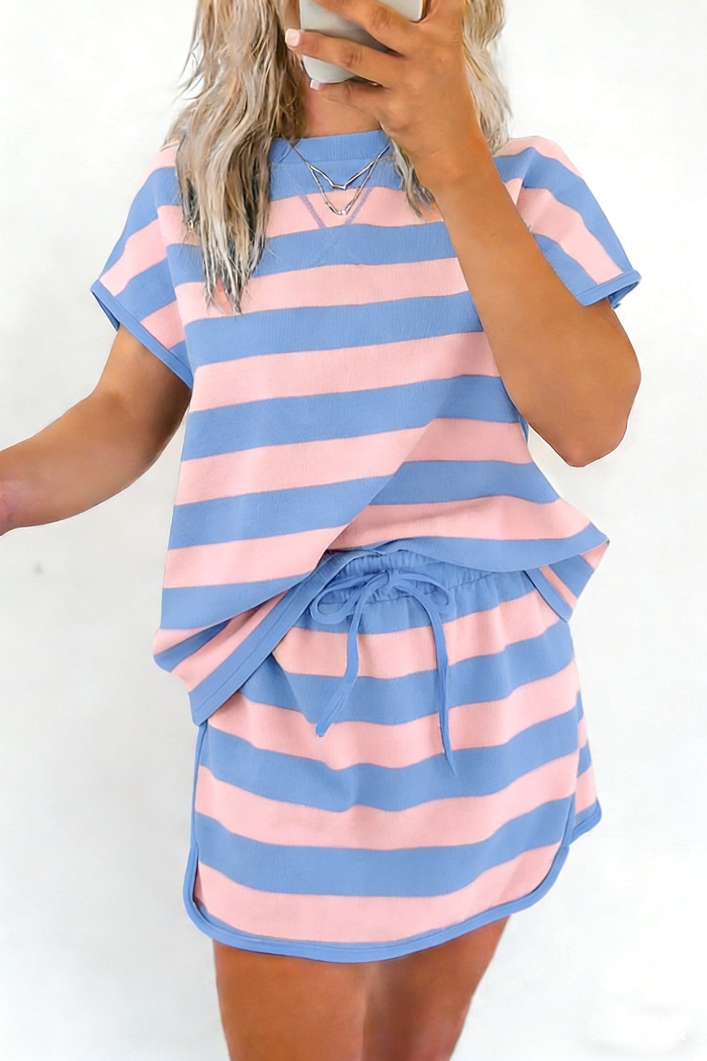 Pink Stripe Dolman Skortie Set RTS