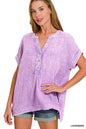 Double-Gauze Henley Top Zenana RTS