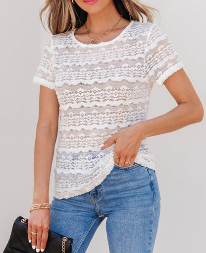 White Sheer Lace Spring Top
