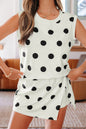 Ribbed Trim Polka Dot Skortie Set RTS