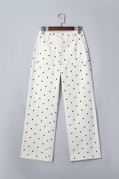 Polka Dot Scalloped Jeans