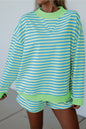 Stripe Colorblock Long Top Set