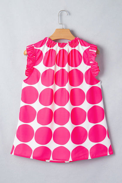 Pink Polka Dot Frilled Tank