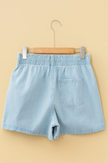 Blue Stripe Plus Size Denim Shorties