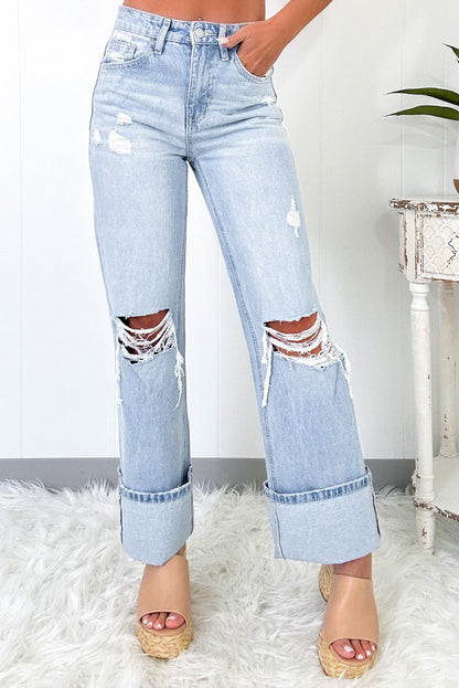 Distressed Light Wash Jeans FB