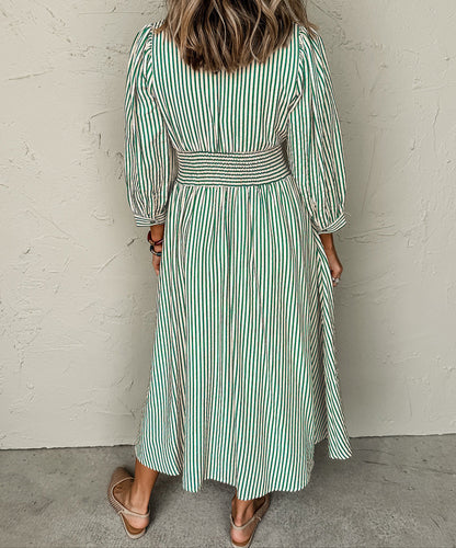 Stripe Clinched Midi Dress