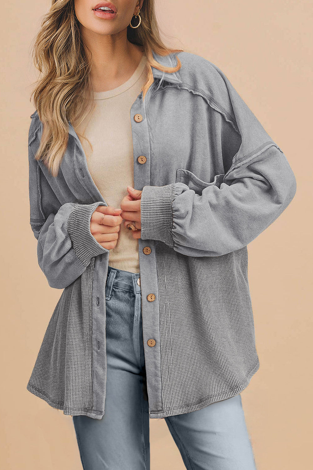 Waffle Knit Shacket RTS