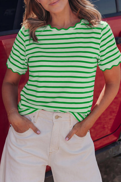Stripe Scalloped Shirt